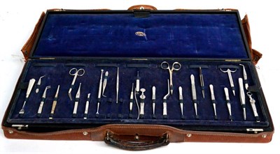 Lot 108 - A Leather Cased Set of Military Ophthalmic Instruments by J. Weiss & Son, London, with lift out...