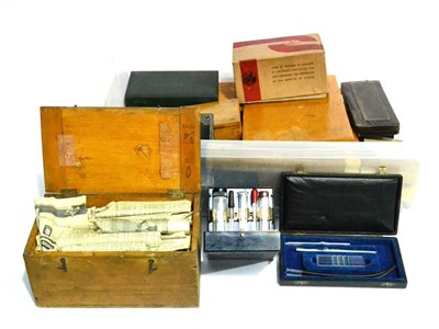 Lot 119 - A Collection of Laboratory Equipment, including four boxes of prepared medical slides, also...