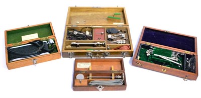 Lot 128 - Four Wooden Cased Diagnostic Sets - E.N.T set by F. Davison & Co., London, with battery pack,...