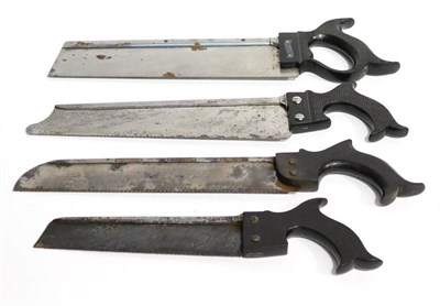 Lot 133 - Four Ebony Handled Steel Bone Saws, including one by Thompson, one by Hilliard, the others unmarked