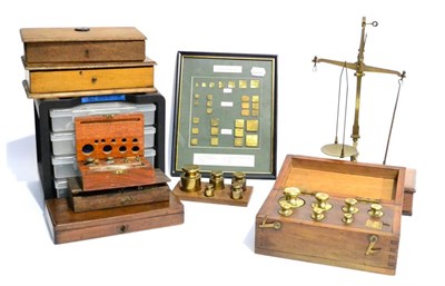 Lot 136 - A Collection of Scales and Weights, including cased beam scales, cased set of cylindrical brass...