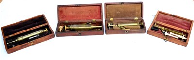 Lot 139 - Four 19th Century Mahogany Cased Brass Enema Sets, one by S.Maw, London, the others unmarked,...