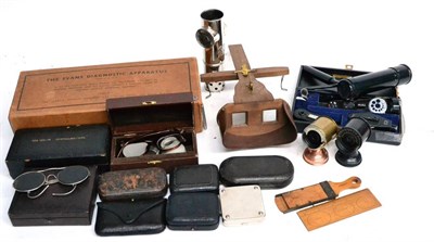 Lot 155 - A Collection of Optical Instruments and Equipment, including cased Ophthalmoscopes, Evans...