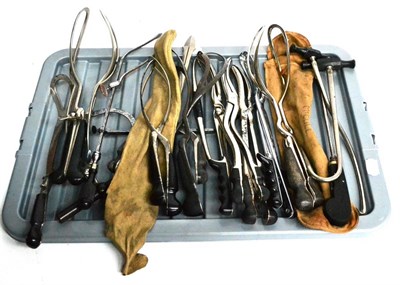 Lot 163 - A Collection of Fifteen Ebony Handled Obstetric Delivery Instruments, comprising delivery...