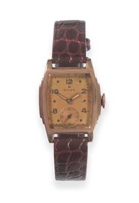 Lot 88 - An Art Deco Wristwatch, signed Rolex, circa 1930, lever movement signed, gilt coloured dial...