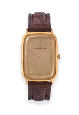 Lot 89 - ~ An 18ct Gold Rectangular Wristwatch, signed Jaeger LeCoultre, circa 1970, (calibre 818/2)...