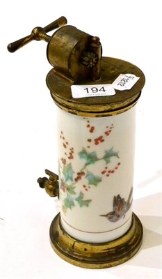 Lot 194 - Monin-Hubert (Paris) Genuine Irrigation System No.2 with white glass barrel having floral...