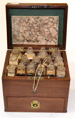 Lot 197 - Apothecary's Chest with 15 section compartment with labelled glass bottle storage and a drawer...