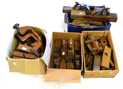 Lot 208 - A Collection of Mixed Woodworking Tools, including two beech braces, beech moulding, plough and...