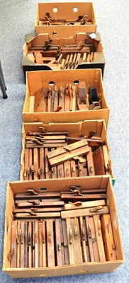 Lot 210 - A Large Collection of Beech Moulding Planes, together with smoothing planes and a plough plane,...