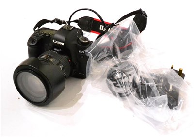 Lot 224 - Canon EOS 5D Mark II Camera No.1230819588, black, with Canon EF f4, 24-105mm lens and EW83H...