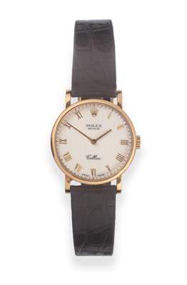 Lot 94 - A Lady's 18ct Gold Wristwatch, signed Rolex, Geneve, model: Cellini, ref: 5109, circa 2000,...