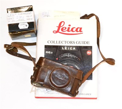 Lot 238 - Leica III Camera No.109386 with Leitz Elmar f3.5, 50mm lens, silver with brown leather covering...