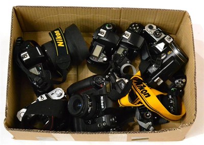 Lot 268 - Nikon Cameras Nikkormat FT2 with f2.8,28mm lens, F90X with f3.5-5, 28-200 lens, D1H with...