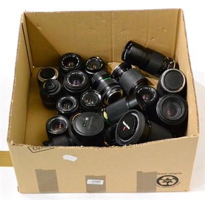 Lot 298 - Various Lenses including Minolta Rokkor f4.5, 200mm, Zeiss Planar f1.7, 50mm, Minolta f4-5.6,...