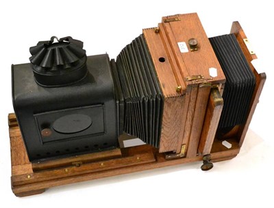 Lot 312 - Thornton Pickard MCC No.6 Projector with brass lens 'The Hatton', fitted for an electric lamp 29"