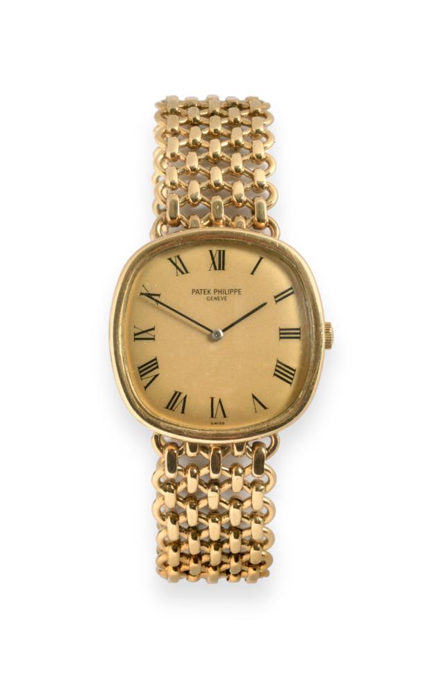 Lot 122 - An 18ct Gold Wristwatch, signed Patek Philippe, Geneve, ref: 3844/2, circa 1979, (calibre215) lever