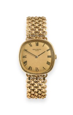 Lot 122 - An 18ct Gold Wristwatch, signed Patek Philippe, Geneve, ref: 3844/2, circa 1979, (calibre215) lever