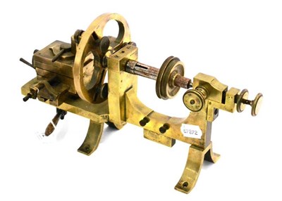 Lot 12 - J & T Jones (Prescot) Watchmakers Lathe of brass construction with fully adjustable stage 15";,...