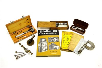 Lot 20 - Various Scientific Instruments including three Micrometers (two cased), a watch back remover...