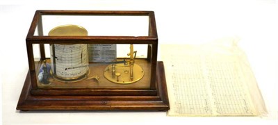 Lot 21 - Barograph with vacuum concealed within the case, visible parts are gold coloured metal; with ink in