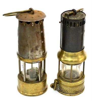 Lot 25 - A Ellis Miners Safety Lamp with brass body and steel top stamped '694' together with a...