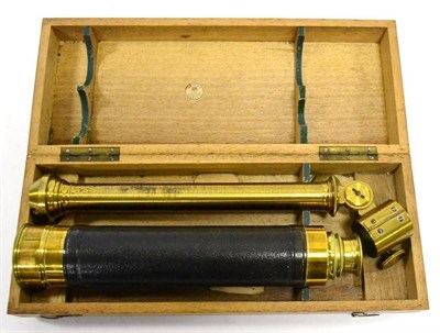 Lot 38 - Brass single draw telescope with brass stand, 1.75"; objective lens, 17.5";,45cm long, in...