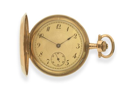 Lot 129 - ~ A Full Hunter Keyless Lever Pocket Watch, circa 1930, lever movement, blued overcoil...