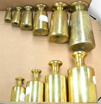 Lot 79 - Parnell & Sons (Bristol) A Part Set Of Brass Weights 7lb, 4lb, 2lb, 1lb, 8oz, 4oz dating from 1887