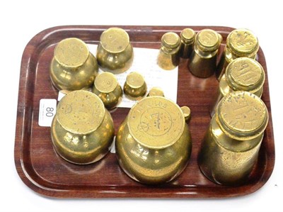 Lot 80 - Parnell & Sons (Bristol) A Set Of Brass Weights 7lb, 4lb, 2lb, 1lb, 8oz, 4oz, 2oz, 1oz dating...