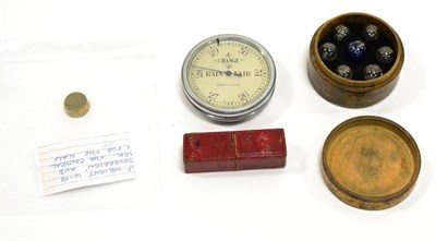 Lot 84 - Short & Mason Pocket Barometer with stainless steel circular case 2.5"; diameter; together with...