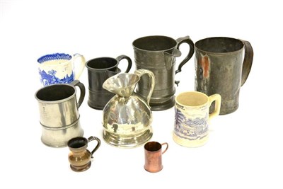 Lot 95 - Various Liquid Measures including a tin measure for 1 Quart, 1 3/4 Pint and 1pint; a Pint...