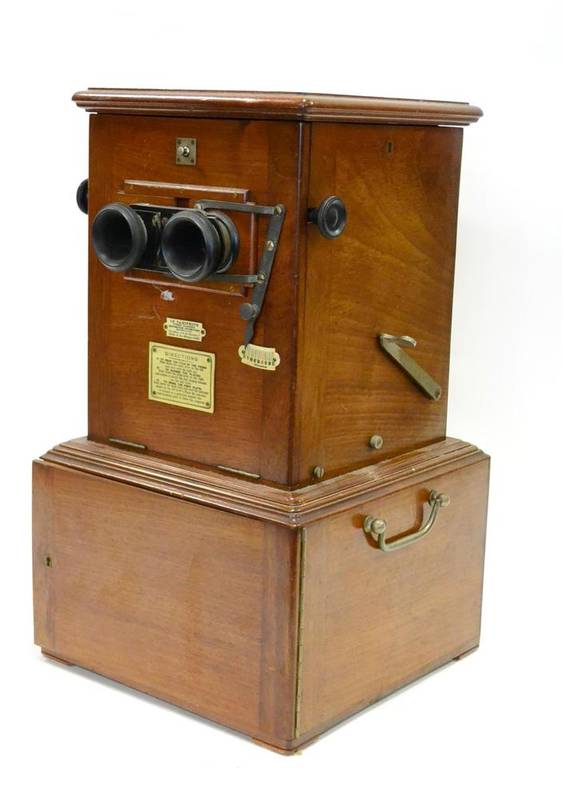 Lot 105 - Le Taxiphote Stereo Viewer mahogany cased slide viewer with glass slides illustrating waterways...