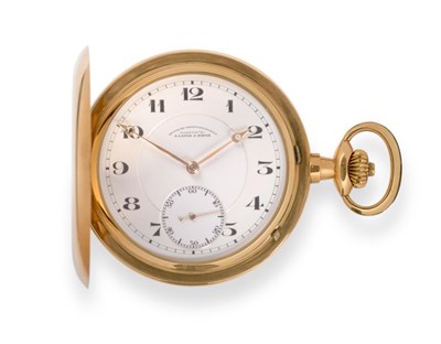 Lot 132 - ~ A 14ct Gold Full Hunter Keyless Lever Pocket Watch, signed A Lange & Sohne, Deutsche...