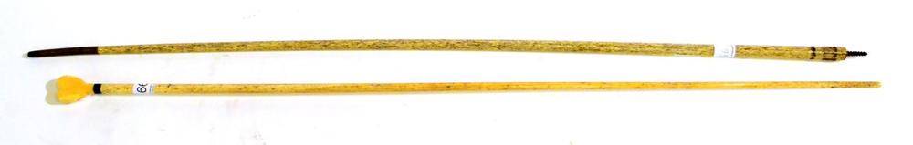 Lot 166 - A Whalebone and Sperm Whale Tooth Scrimshaw Cane, circa 1880, with flattened heart shape...