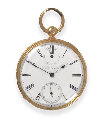 Lot 139 - An 18ct Gold Open Faced Pocket Watch with Power Reserve Indication, signed Charles Frodsham, 84...