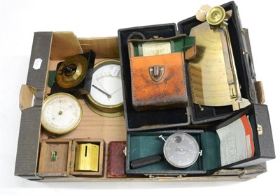 Lot 17 - Mixed Instruments, including a Chapman & Hunter brass Pitchometer, cased, a John Christie brass...