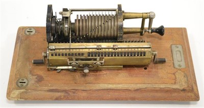 Lot 19 - Adding Machine an early example with no makers mark (lacking outer casing, in original wooden box)