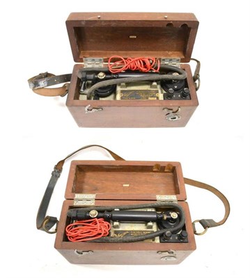 Lot 23 - Ericsson A Pair Of Type N1834 Mining Magneto Telephones and a reel of cable (G-F, wooden cases...
