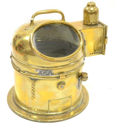 Lot 25 - Ships Binnacle Compass Patt.0183 in brass case numbered 19792 with box to side containing oil...