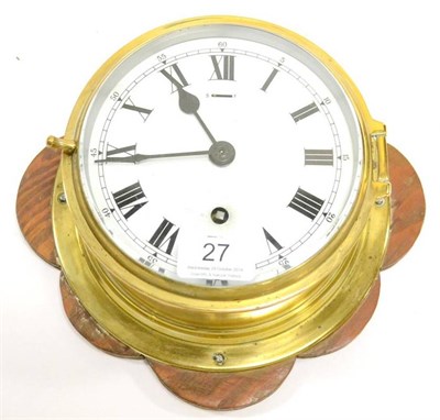 Lot 27 - Brass Cased Ship's Clock  with Roman numeral dial, key wind on face and slow-fast adjuster 6";,...