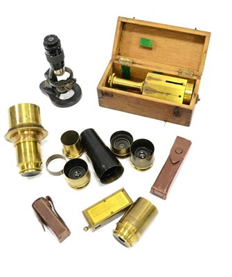 Lot 41 - Surveyors Cross Staff Compass on brass octagonal viewing mount, in wooden box; The Hymans...