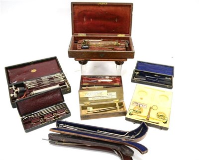 Lot 42 - Various Cased Instruments including Surgeons Field Set, Beam scales, Lighning table, Naval Surgeons