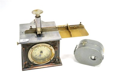 Lot 45 - National Time Recorders Clocking In Clock in lacquered metal case with ink stamp to top, a...