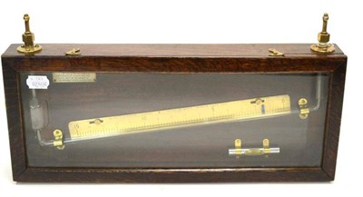 Lot 53 - Negretti and Zambra Steam Gauge  glass tube on brass calibrated back mounted in stained wood...