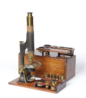 Lot 66 - A Victorian compound microscope by Smith & Beck No 3136.  The side pillars are attached to a...