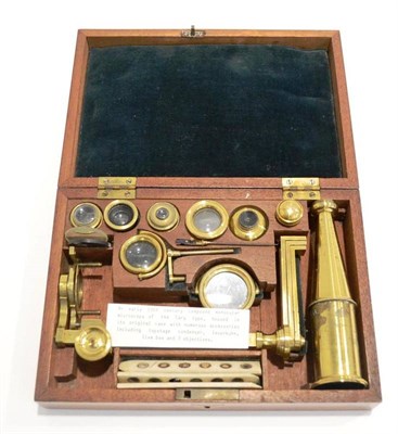 Lot 85 - Cary Gould Type Early 19th Century Microscope brass in fitted mahogany case with accessories...