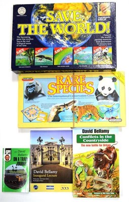 Lot 96 - Two Board Games Save the World! and Rare Species both endorsed by David Bellamy together with three