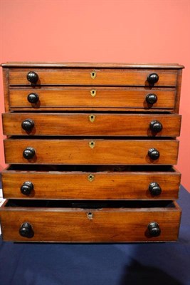 Lot 99 - Six Draw Mahogany Cabinet  containing a small collection of assorted medical instruments