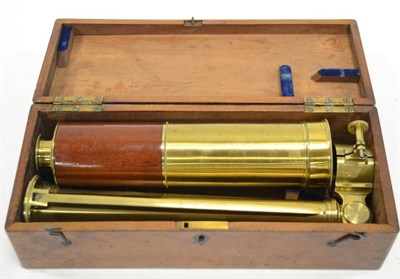 Lot 115 - Thomas Jones Five Draw Brass/Mahogany Telescope, Early 19th century with small brass tripod in...